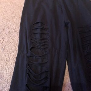 Black high waisted shredded leggings